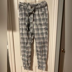 SO Black and White Plaid Paper Bag Pants